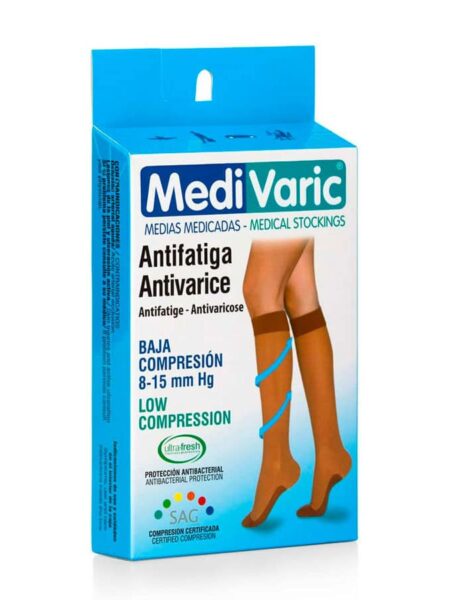 Medias de Compresión Baja – Rodilla Punta Cerrada Opaca 8-15 mmHg