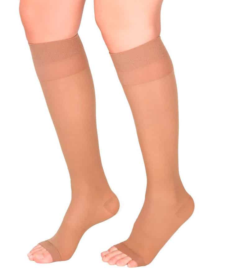 Medias de Compresión Mediana – Rodilla Dedos Libres Transparente 15-20mmHg - Imagen 2