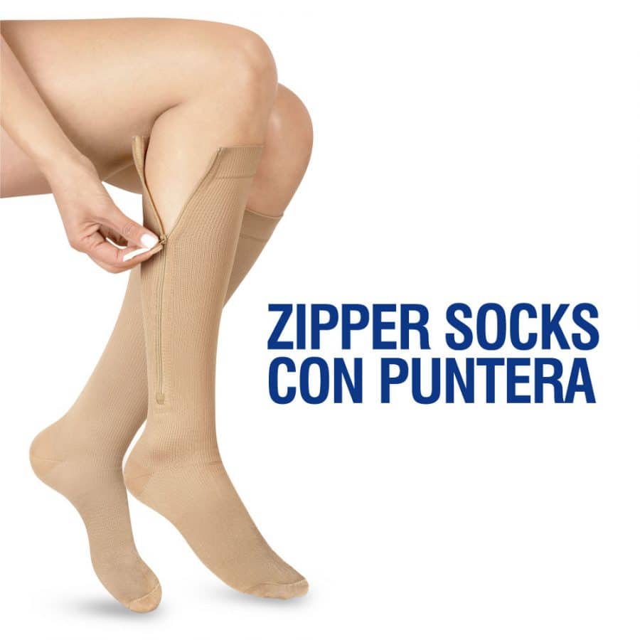 Medias de Compresión Mediana – Unisex Rodilla Punta Cerrada Con Cierre 15-20 mmHg - Imagen 2