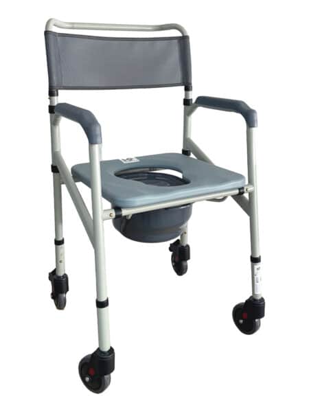 SILLA SANITARIA EN ALUMINIO CON RUEDAS  (KONFORT PLUS)