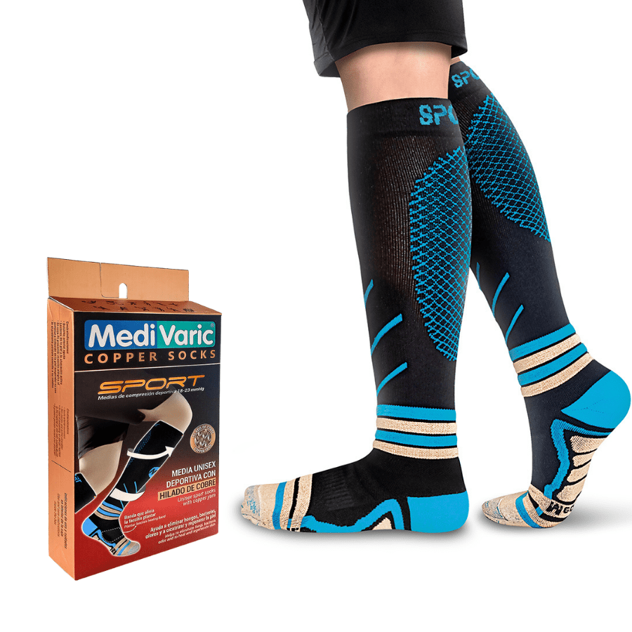 MEDIA DE COMPRESION DEPORTIVA CON HILADO DE COBRE MEDIVARIC 18-23 MMHG - Imagen 2