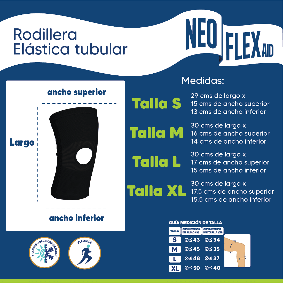 RODILLERA ELASTICA CON ESTABILIZADORES LATERALES