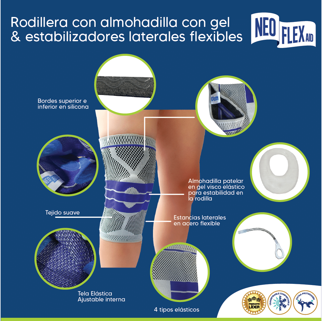 RODILLERA ELASTICA CON ALMOHADA EN GEL